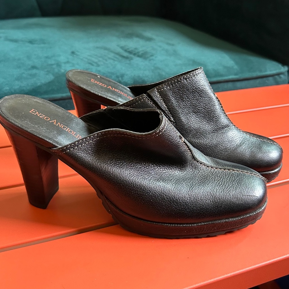 Enzo Angiolioni Felicity Leather Upperr Casual  Mule Heels